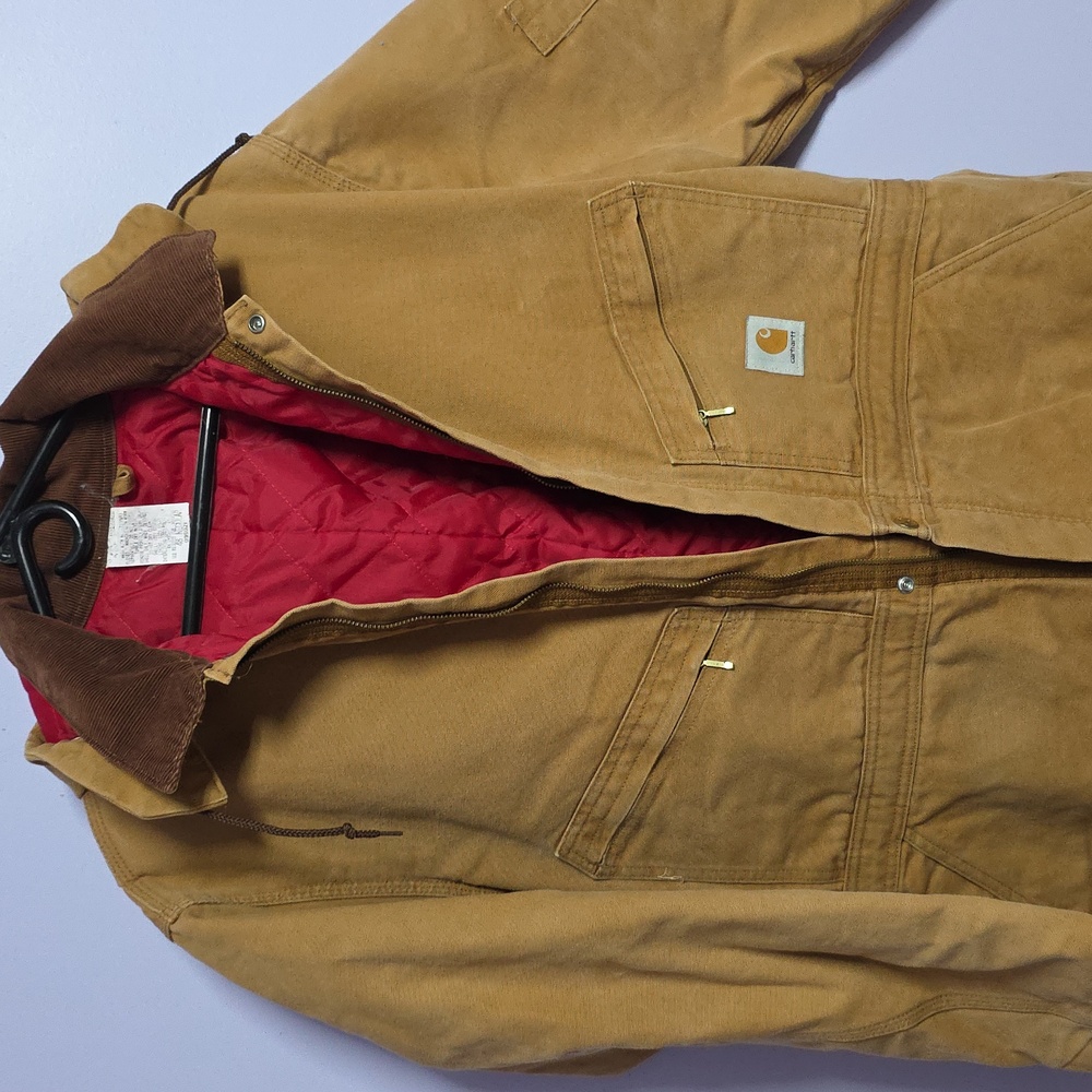 Carhartt Brown Coverall with Red Quilted Insulated Lining - Picture 4 of 9